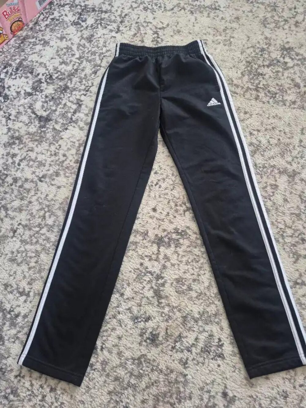 Adidas Boys Black 3-Stripe Track Pants Size L 14/16